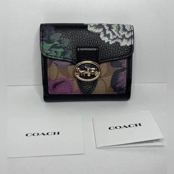 Coach Georgie Small Wallet In Signature Canvas With Kaffe Fassett Print - Picture 1 of 10